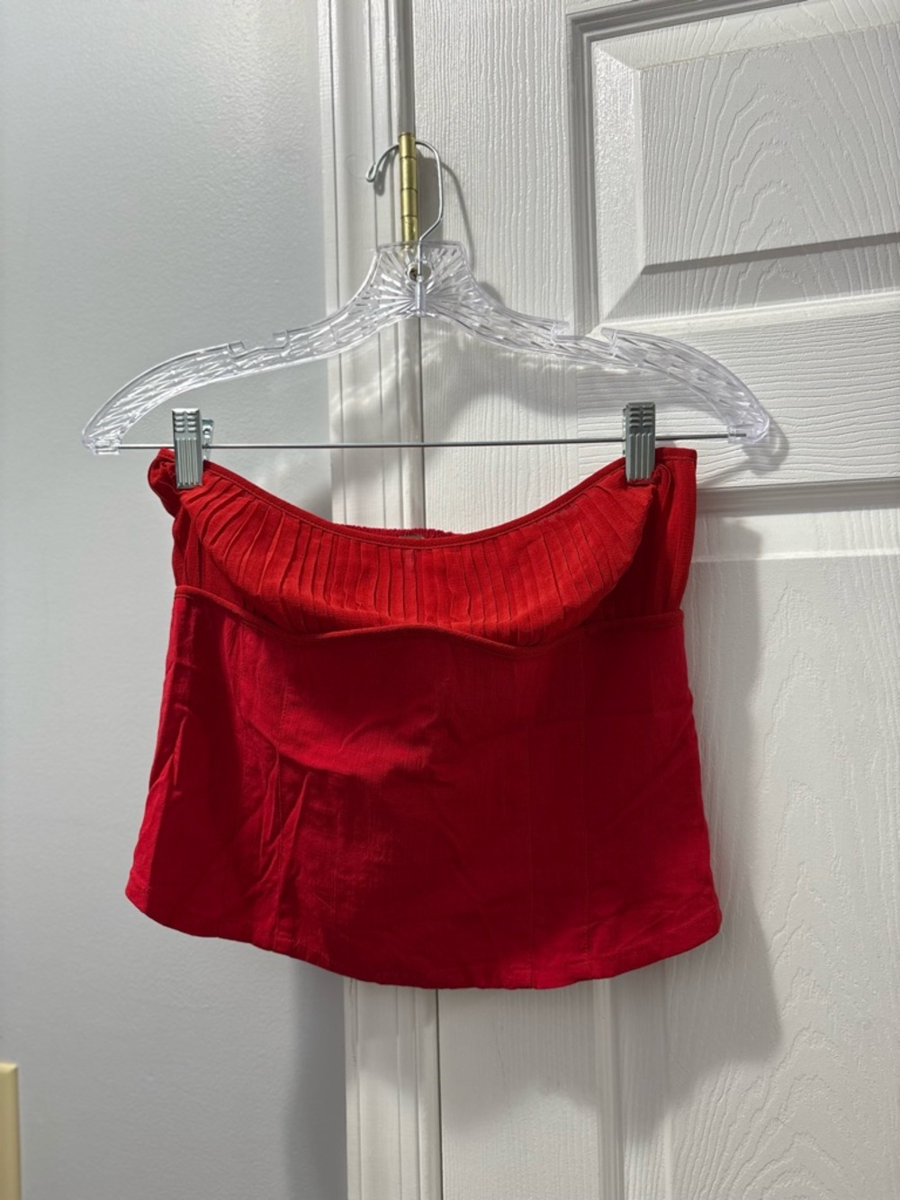 Free People Sheer Pleated Smocked Strapless Top Size Small